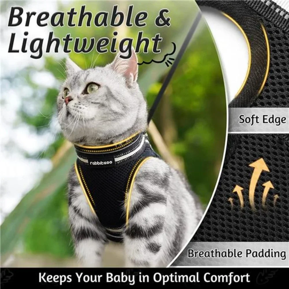 Cat Harness and Leash Set for Walking Escape Proof, Adjustable Soft Kittens Vest